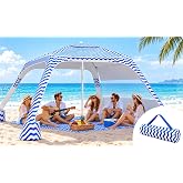 Beach Cabana 6.5'&times;6.5' UPF50+ Adjustable Height with Removable Side Wall | Windproof Easy Setup Beach Tent for Family, Portable Canopy for Sand, Garden, Camping
