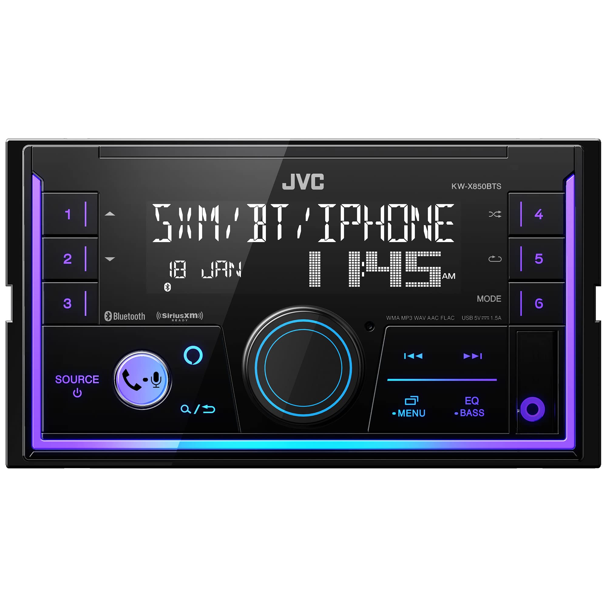 JVC KW-X850BTS Bluetooth Car Stereo Digital Media Receiver with USB Port, AM/FM Radio, MP3 Player, Amazon Alexa, Android, iPhone, Double DIN, 13-Band EQ
