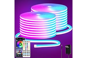 SEGRASS 100FT RGB LED neon Rope Lights LED neon Lights with Remote/APP Control 24V IP65 Waterproof Flexible Neon LED Strip Lights for Bedroom Room Outdoors Decor（2 Rolls of 50ft）