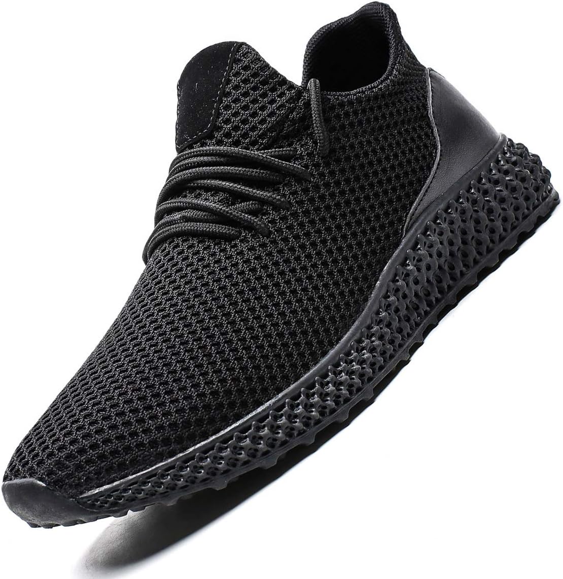 Zeoku Men's Running Shoes Non Slip Fashion Breathable Sneakers Mesh Soft Sole Casual Athletic Lightweight Walking Shoes（8.5,Full Black）