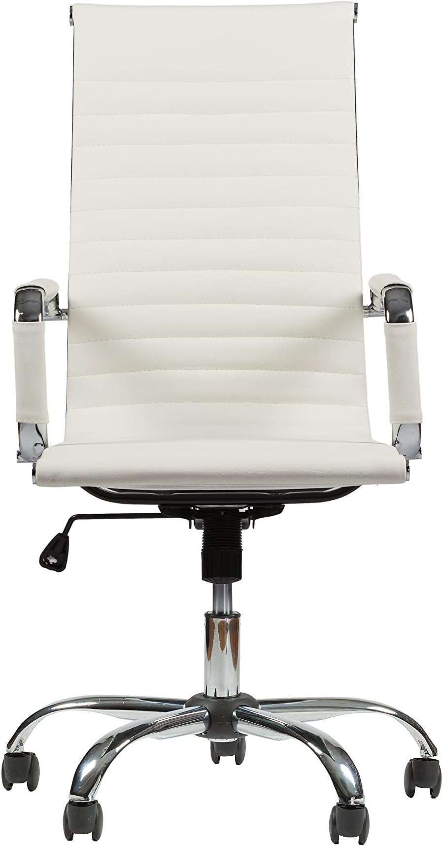 Winport Furniture WF-5050L High-Back Leather Executive Desk Chair, White