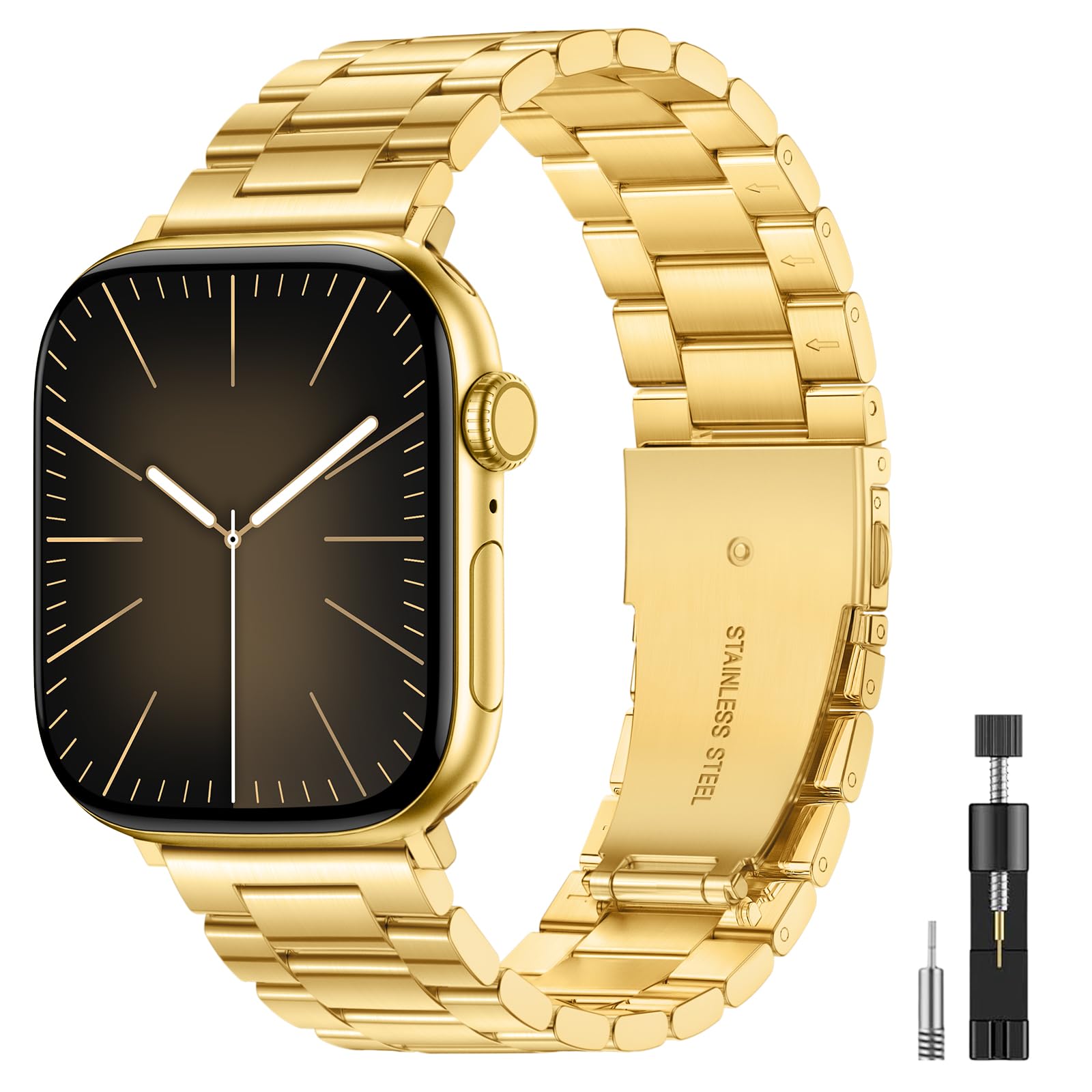 Beatitall Metal Band Compatible with Apple Watch Bands for Men 49mm 46mm 45mm 44mm 42mm 41mm 40mm 38mm, Stainless Steel iWatch Bands for Apple Watch Ultra 3 2 1/Series 11 10 9 8 7 6 5 4 SE