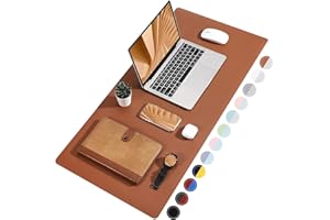 TOWWI Dual Sided Desk Pad, Large Desk Mat, Waterproof Desk Blotter Protector Mouse Pad, Leather Desk Pad Large for Keyboard and Mouse (36" x 17", Brown/Gray)