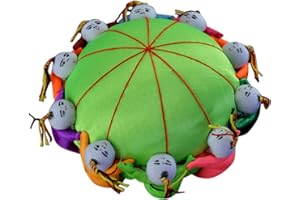 ChezMax Handmade Needle Pin Cushion Oriental Pin Holder DIY Gift for Foreign Affairs Baizi Doll Needle Stick Bag with 10 Kids Retro Cloth Art Home Furnishing Decoration (Green)