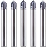 SpeTool 5PCS 90 Degree V Groove Router Bit 1/4" Shank with Tian Coated Carbide 4-Flute V Bit for Wood CNC Engraving Carving Chamfering