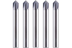 SpeTool 5PCS 90 Degree V Groove Router Bit 1/4" Shank with Tian Coated Carbide 4-Flute V Bit for Wood CNC Engraving Carving C