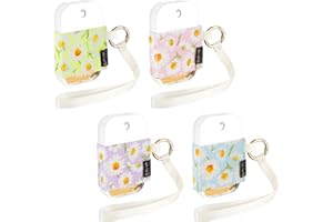 Likesing Hand Sanitizer Spray Sleeve Compatible with T0uch-land, 4 Elastic Handsanitizer Travel Size Holder with Keychain and Wrist Strap for t0uch'land Case for Glow Mist and Power Mist(Daisy)