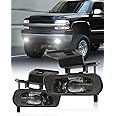 4X4FLSTC LED Fog Lights Replacement Fog Lamps Driving lights Compatible with Chevy Silverado 1999-2002, Suburban 2000-2006, Tahoe 2000-2006 DOT Approved Clear Lens - Black