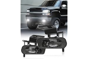 4X4FLSTC LED Fog Lights Replacement Fog Lamps Driving lights Compatible with Chevy Silverado 1999-2002, Suburban 2000-2006, Tahoe 2000-2006 DOT Approved Clear Lens - Black