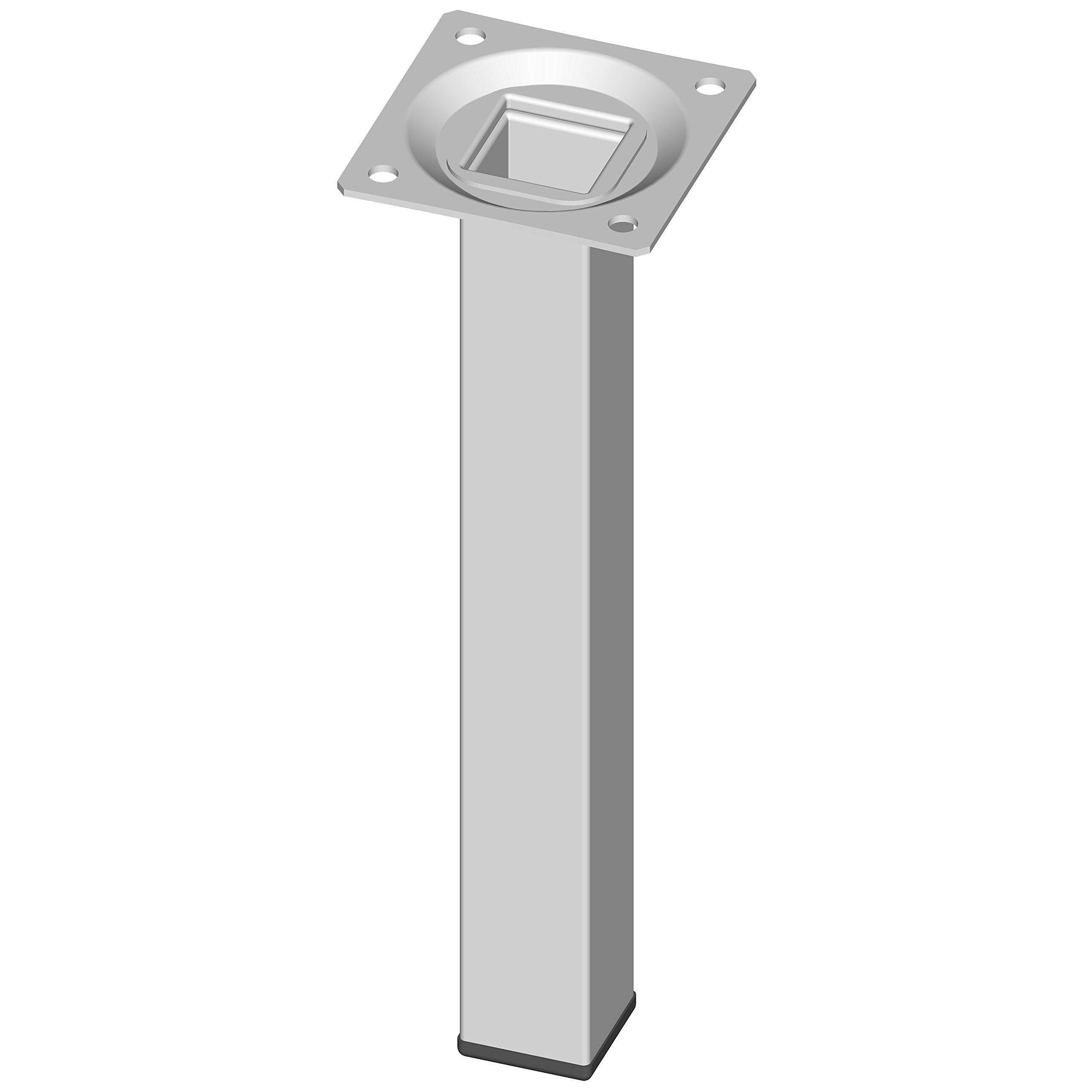Element System 18133-00292 200 mm Length 25 x 25 mm Diameter Square Steel Pipe Furniture Legs includes Screw-Mounting Plate - White (4-Piece)
