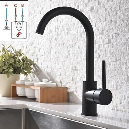GD Wasserhahn Küche Schwarz Küchenarmatur Mischbatterien Einhebelmischer Armaturen (Niederdruck)