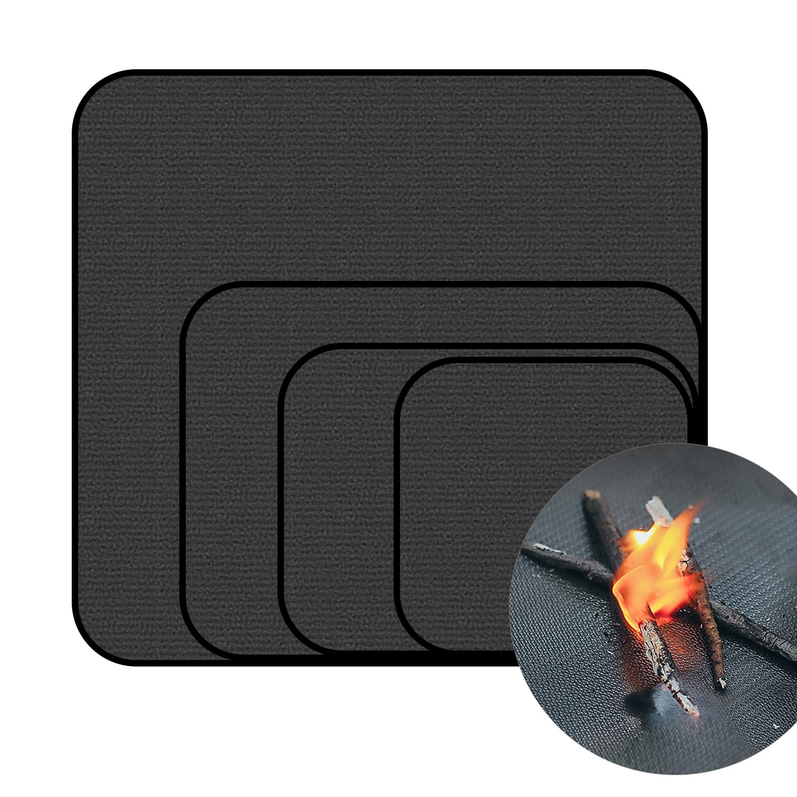 Fire Pit Mat for Decking, 60x52cm Fireproof Heat Resistant Mat, BBQ Grill Mat for Outdoor & Indoor Use, Under Fire Pit Protection for Patio, Lawn, Solo Stove Mesa, Tabletop Fire Bowl, Fireplace Mat