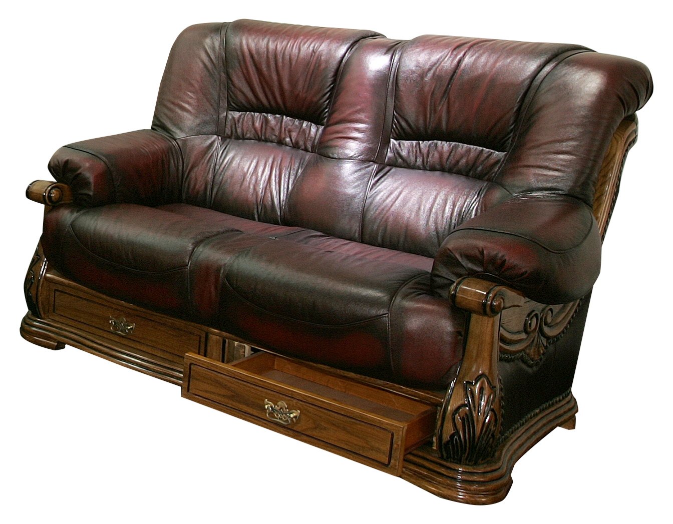 JPL Furniture Figaro Leather 2 Seater SofaAntique red, 140x85x90 cm