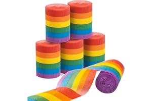PIGETALE 6 Rolls Rainbow Party Streamers Crepe Paper, Rainbow Party Decorations for Christmas Birthday Wedding Bachelorette Bridal Baby Shower Pride Party Candyland Backdrop DIY Supplies Art Crafts