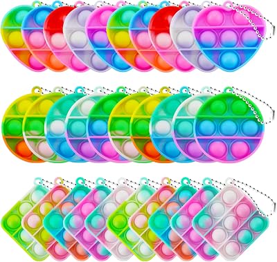 TOANWOD 30Pcs Party Favors Pop Bubbles Fidget Toys Keyring Multipack