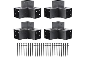 AXWHYS 4x4 Pergola Brackets(Actual:3.6"x3.6") 3 Way Right Angle Corner Bracket, DIY Pergola Kit with Black Powder Coated Support Gazebos, Patio Pergolas Log Cabin Outdoor Pergola