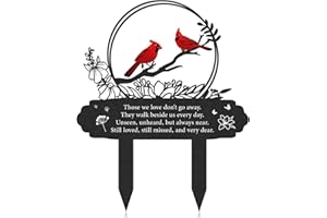 Rngmsi Cardinal Grave Decorations for Cemetery, Metal Memorial Stakes Grave Decorations for Loss of Mother Father Cardinal Decor Plaques Markers for Cemetery Humans Outdoor Yard Garden