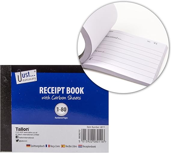 Professional Half Size Receipt Book 80 Page Invoice Pad with Carbon