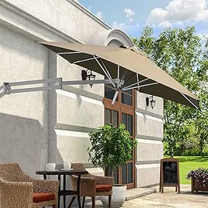 LFDHSF Sombrillas de jardín de Pared, sombrilla de Pared retráctil para