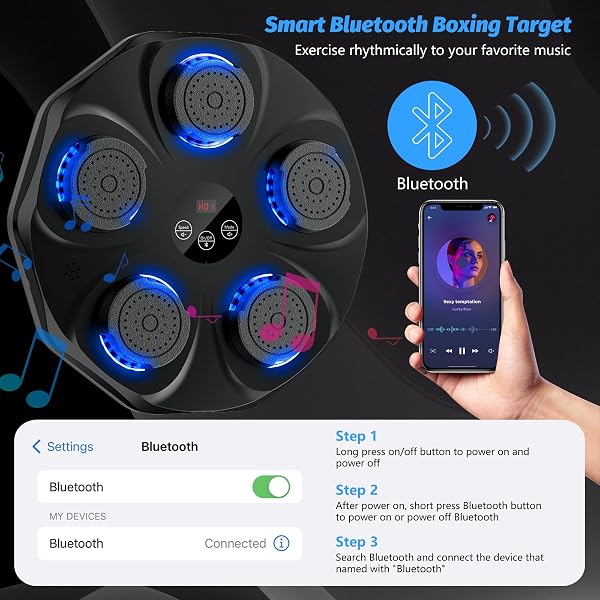 TGLLM MUSIC BOXING MACHINE, MUSIC PUNCHING TRAINER WITH BOXING GLOVES, WALL MOUNTED ELECTRONIC WORKOUT PUNCHING MACHINE FOR KIDS, 1 PCS