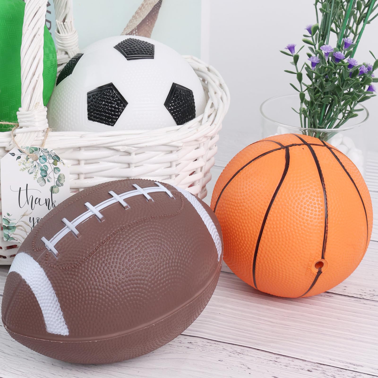 Shindel Sports Balls for Kids, 5 Inches Playground Balls with Hand Pump, Includes Football, Basketball