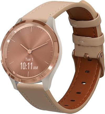 kwmobile Leather Watch Strap for Garmin vivoactive 6, vivomove Trend,