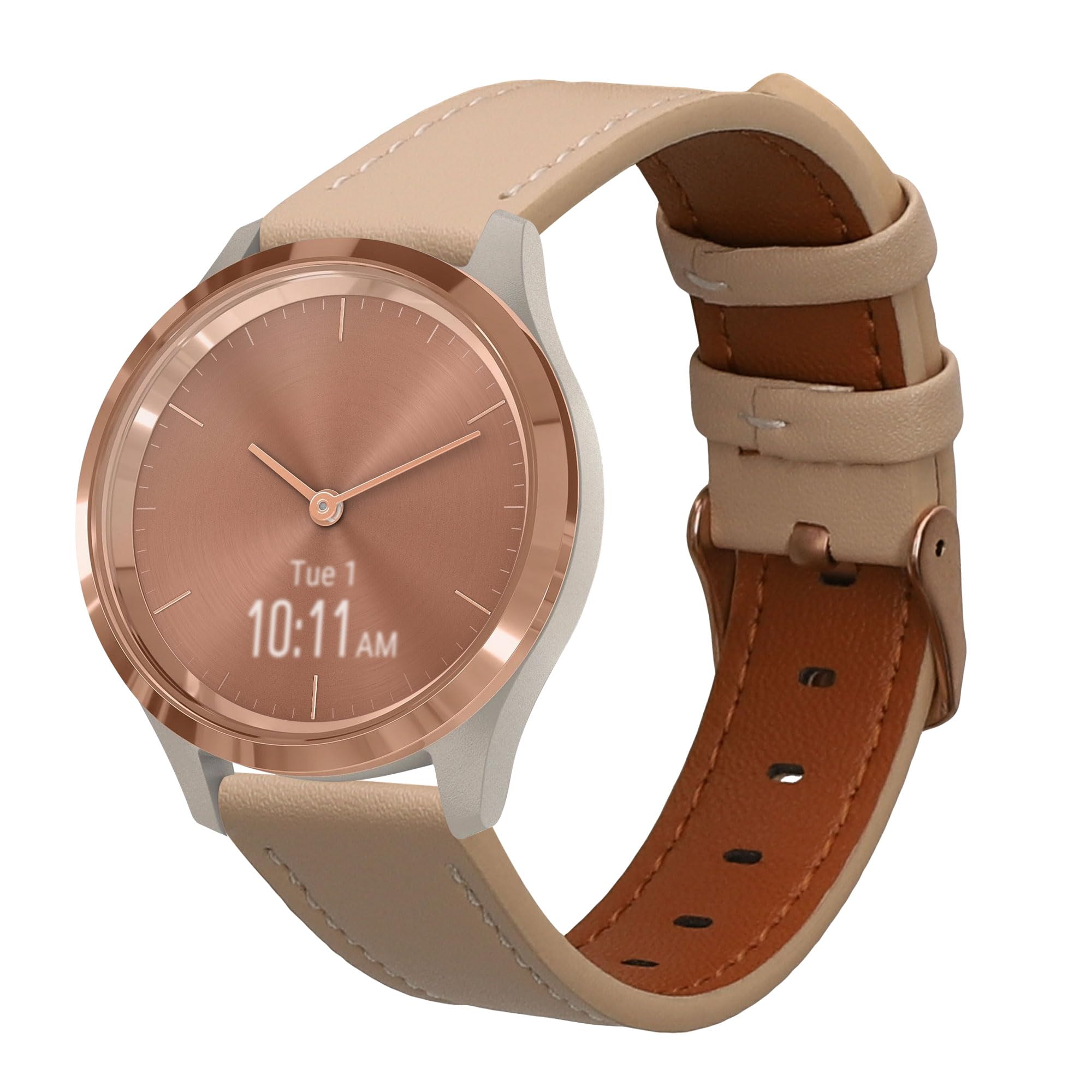 kwmobile Real Leather Watch Strap Compatible with Garmin vivoactive 6 / vivomove Trend/Forerunner 55 - Fitness Tracker Replacement Sports Wristband with Clasp