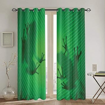 Cortinas, silueta de sombra de rana en la hoja del árbol de plátano en