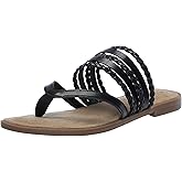 Tuscany by Easy Street Women's Anji Flat Sandal, Black, 8.5