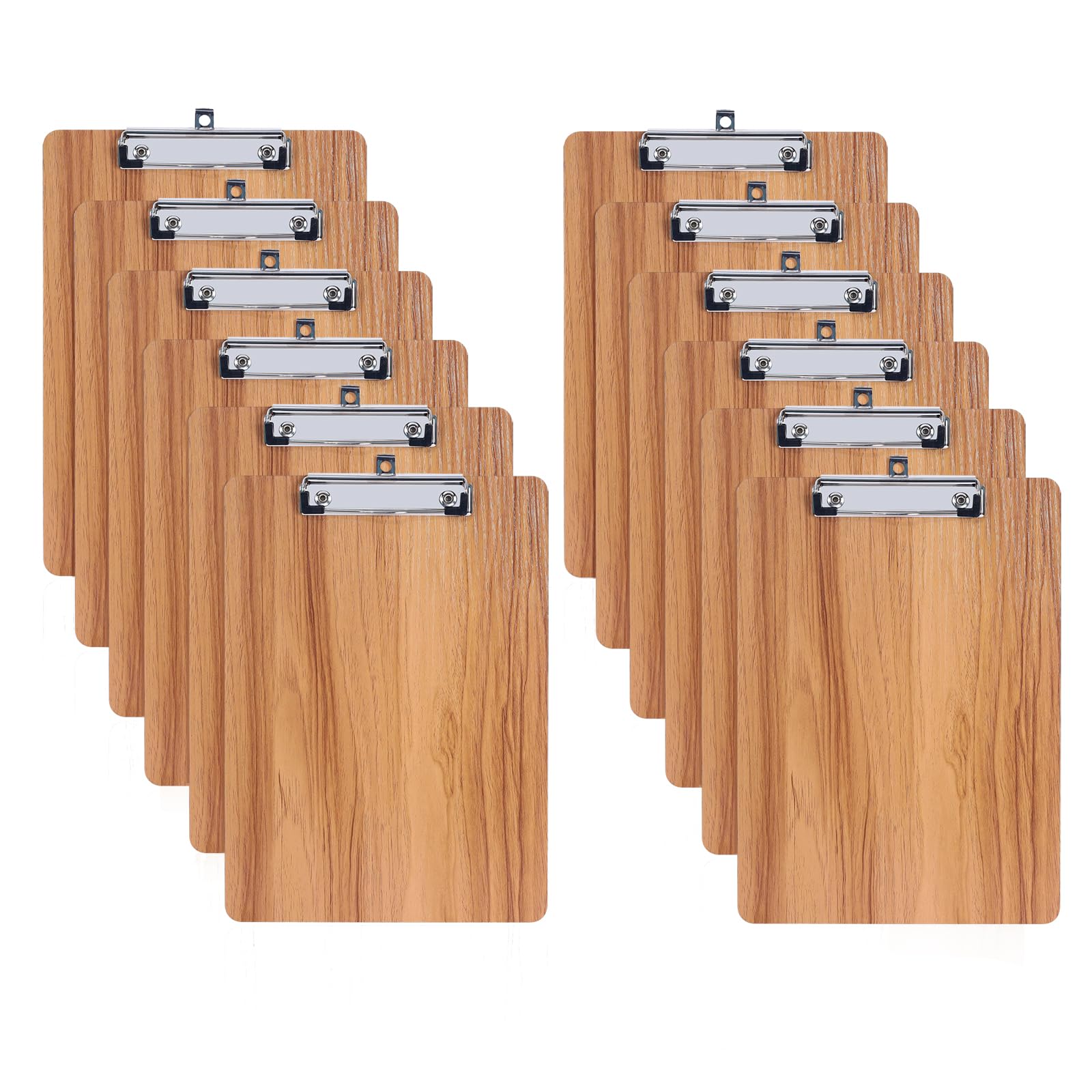GUOKOFF A4 Clipboard, 12 PCS Wooden Clipboards, Clipboard with Low Profile Clip and Hanging Hole, Hardboard Clipboard Wooden Clip Board for School, Office