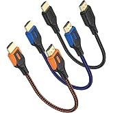 MOSIMLI 4K HDMI 2.0 Cable, 1FT, 3-Pack, 18Gbps, Tri-Color | Short 1FT Reach for Tight Setups, Braided Nylon, 4K@60Hz, 2K@240Hz, ARC, HDR10, Dolby, HDCP2.2, For PC, Laptop, TV, Monitor