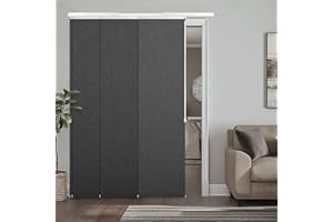 Heefen Adjustable Panel Track Blinds Manual Blackout Vertical Blinds for Sliding Door (Blackout - Dark Grey, 74" W x 96" H)