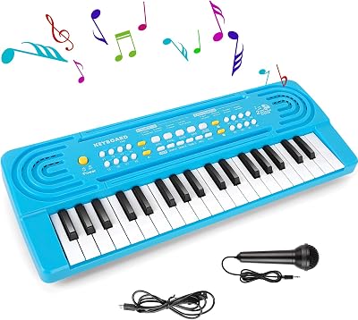 Shayson Kids Piano Keyboard 37 Key with Microphone Blue 3 4 5 6-Year-Old