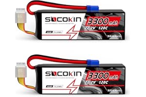 Socokin 6S 3300mAh Lipo Battery 22.2V Lipo RC Battery with EC5 Plug Soft Case for RC Car Boat RC Racing Truck Helicopter Airplane 2 Pack
