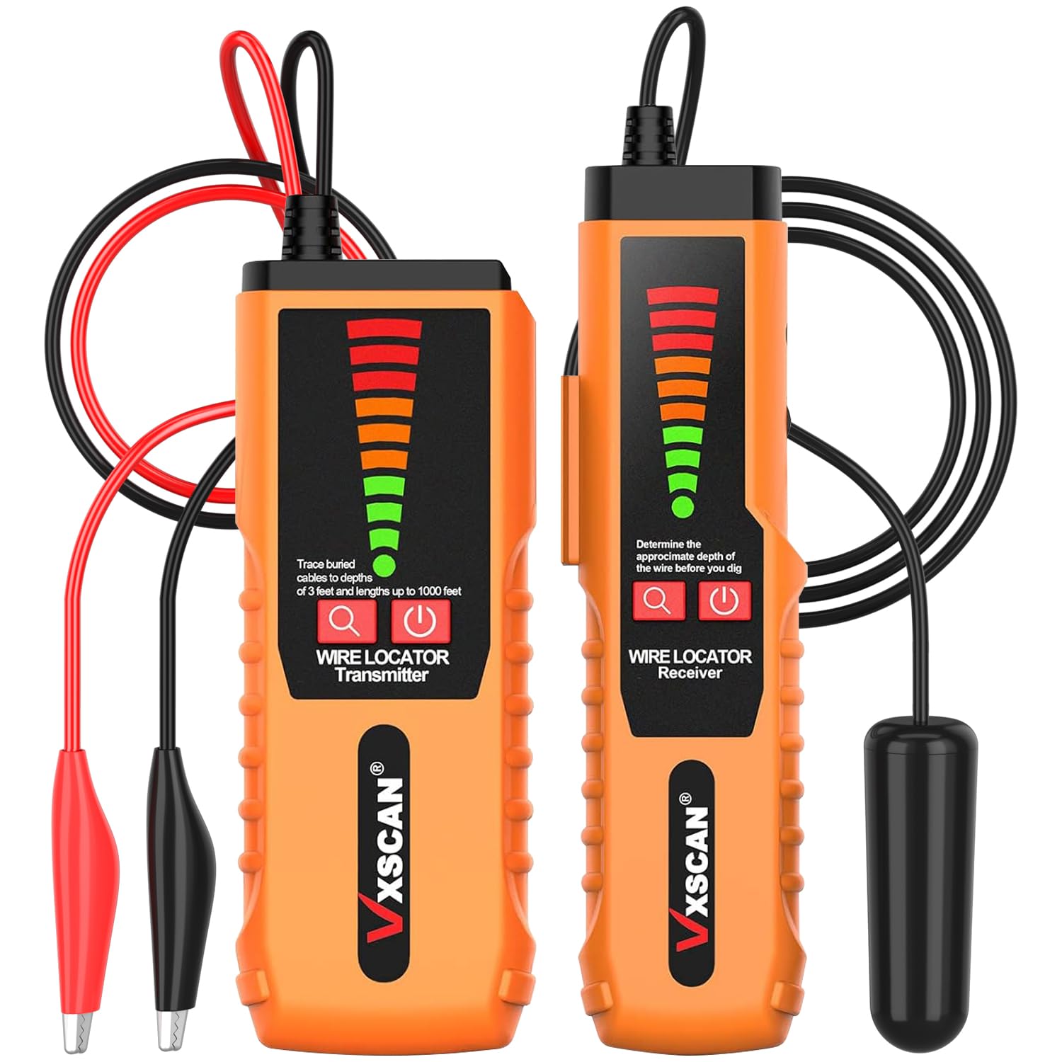 VXSCAN Underground Wire Locator F04, Cable Tester with Earphone, Underground Wire Non-Destructive Tracer for Locating Wires and Pet Fence Irrigation Wires,Suitable for 1000 Feet in Length