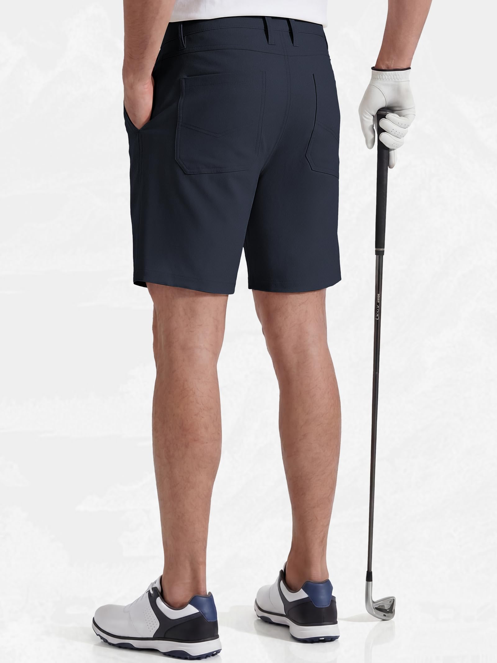 IGOLUMON Golf Shorts Herren Kurz mit 4-Way-Stretch Wanderhose Herren Cargo Chino Shorts für Outdoor & Freizeit Bequeme Kurze Hose 34W*9L-Dunkelblau 2