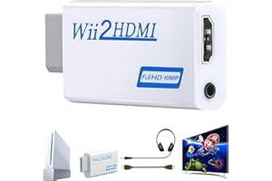 Wii to HDMI Converter, Wii to HDMI Adapter with 1080P/720P HD Output Video & 3.5mm Jack Audio Converter Adapter, Supports All