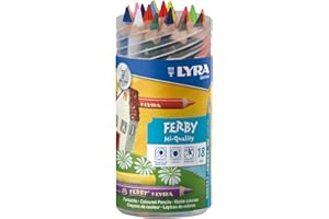 LYRA Ferby Wooden Chunky Coloured Pencils, 18 Pieces in Assorted Colours, Ideal for Children & Schools