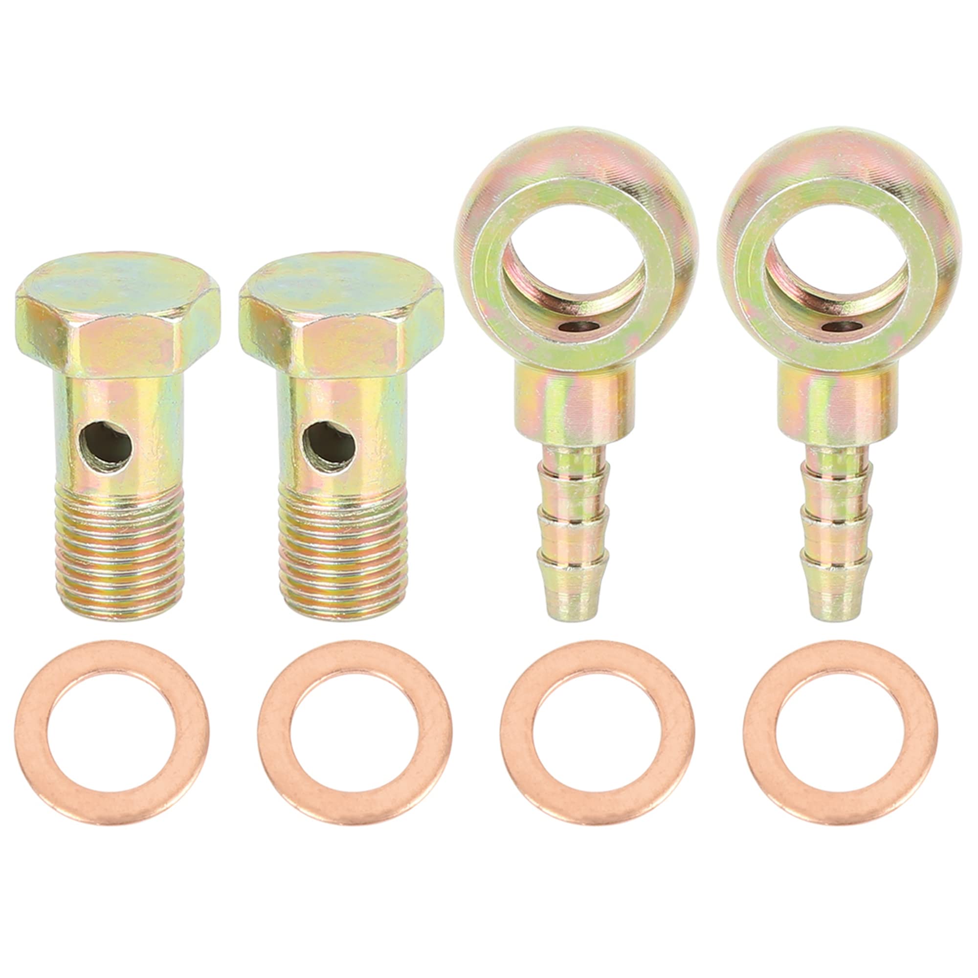 X AUTOHAUX 2 Sets 10mm Banjo Hose Barb Bolt Fittings Metal for Motorcycle Car