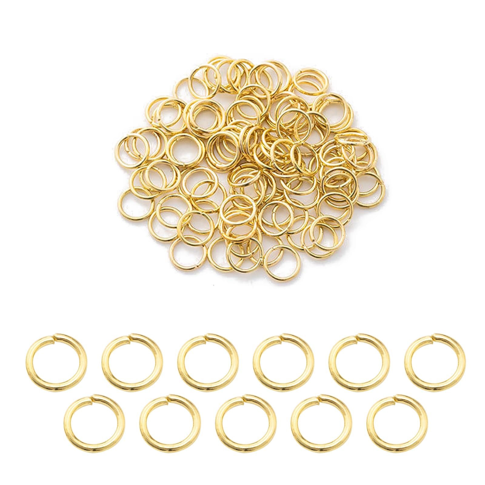 Open Jump Rings, 10 mm Small Metal Split Rings for Necklace Bracelet Jewellery Making DIY, Gold