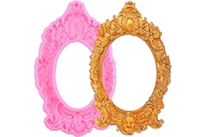 YIHUOMOLDS Baroque Frame Fondant Molds Photo Frame Fondant Molds Picture Frames Silicone Mold for Cake Decorating Cupcake Top
