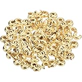 uxcell 150pcs Crimp Bead Covers, 5mm/0.2" Half Round Open Crimp Beads Knot Cover Metal Small Loose Beads End Tip for Bracelet Jewelry Making Craft DIY, Light Gold