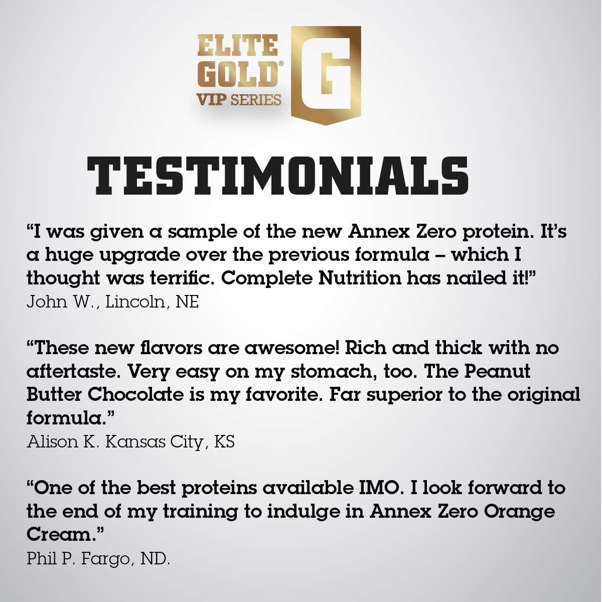 Complete Nutrition Elite Gold Vip Series Annex Zero Whey Protein Powder Chocolate Peanut