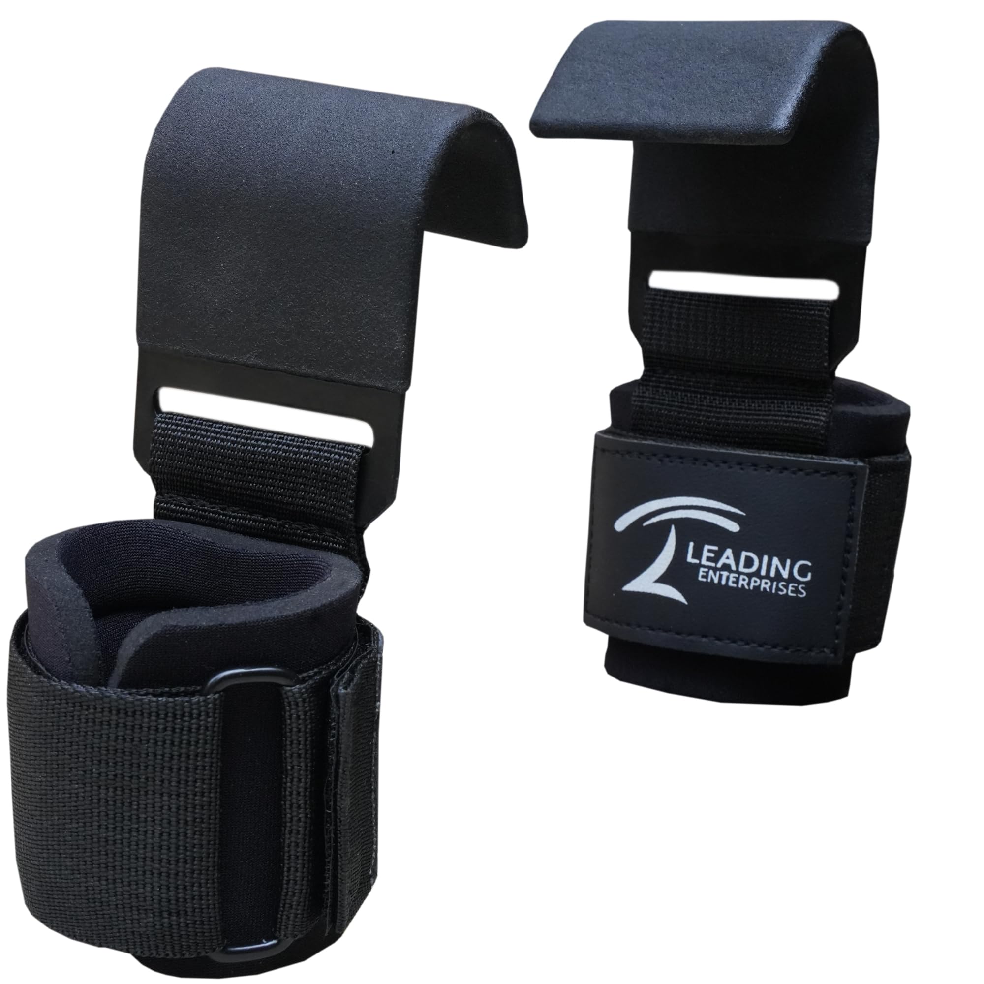 Leading Weight Lifting Hooks Straps Pair, 8mm Neoprene Padded Wrist Wraps, Non-Slip Rubber Grip, for Deadlift, Powerlifting, Chin-Ups, Fitness Training