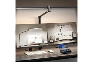 JELIMOV LED Desk Lamp for Home Office, Eye Caring Architect Desk Light with Remote, Dual Screen Computer Monitor Light with Stepless Dimming, Stepless Color Temp, Memory Function for Study, Workbench
