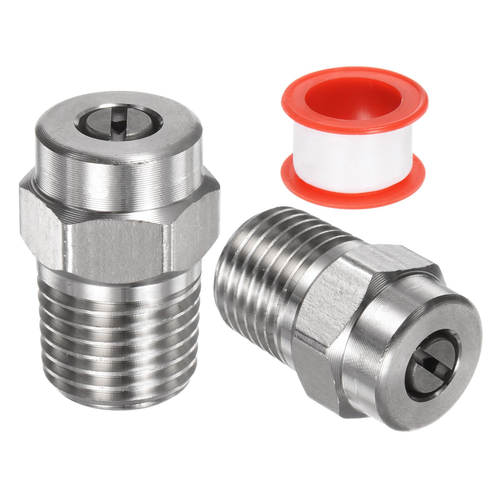 M METERXITY 2 Pack Surface Clean Tips - 40 Degree 1/4" NPT Male #40060 Pressure Washer Nozzles Cleaner Nozzle Replacement, Stainless Steel with Sealing Tape for Water Guns (1.514mm Orifice)
