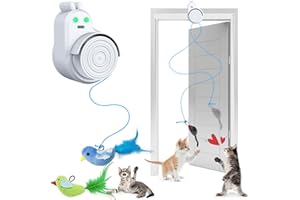 CATPICK Interactive Cat Toys for Indoor Cats Automatic Electric Flying Bird Feather Cat Toy - Best Kitten & Adult Cat Enrichment Toy Stick-on Hanging Electric Kitty Toys for Bored Cats