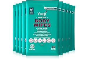 YUGI BABY GREEN Body wipes (10 packs)150 XL ultra thick shower wipes for Adult Bathing,Camping,Traveling,Gym,Nursing,car,Unscented,no-rinse bathing washcloths,Shower alternative face and body extra moist wipes