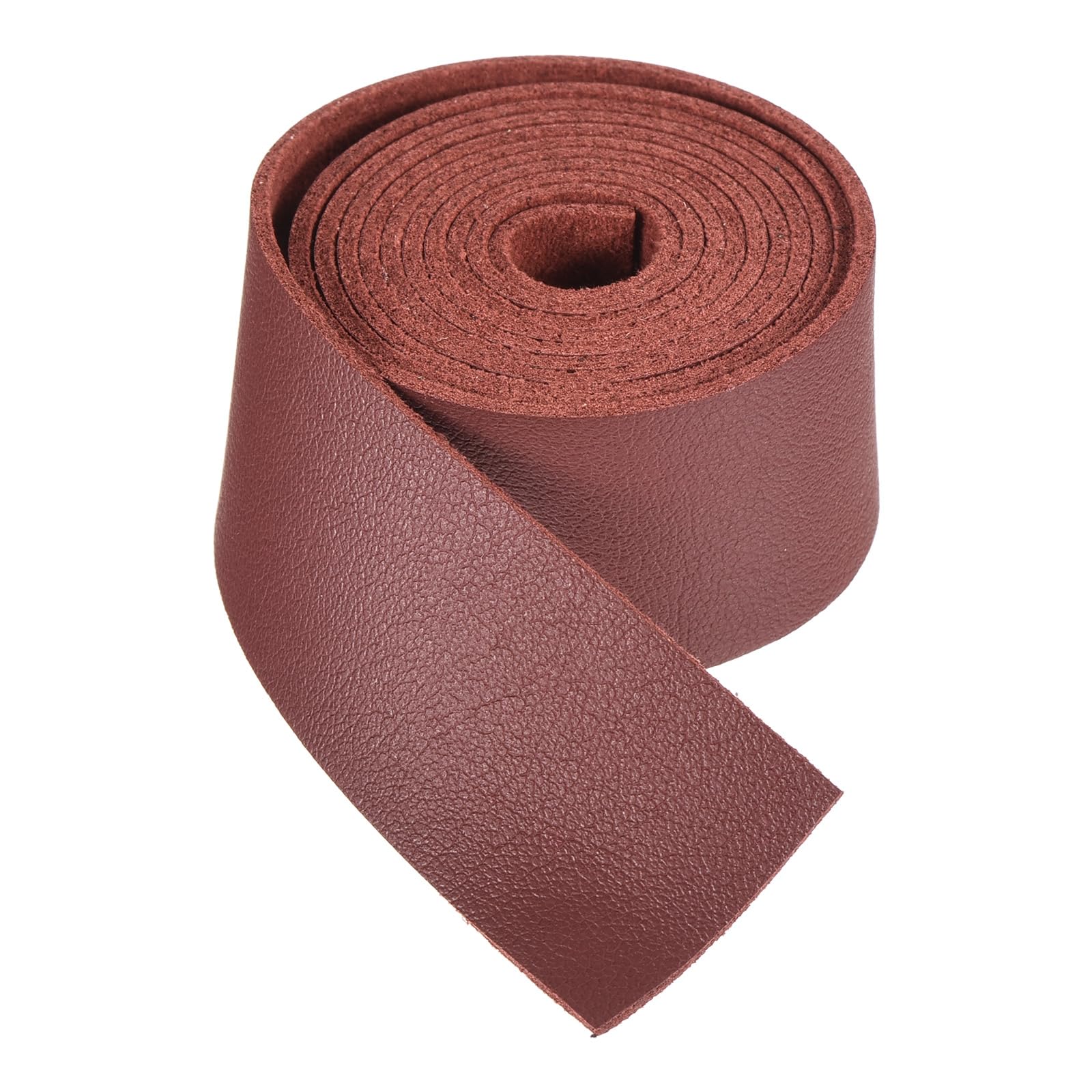 DMiotech Dark Red Faux Leather Strap 1 Inch Wide 39 Inch Long Flat Leather Belt Strip 1.3mm Thick Single Sided Cord for Arts Craft DIY, Traction Ropes, Bag Straps