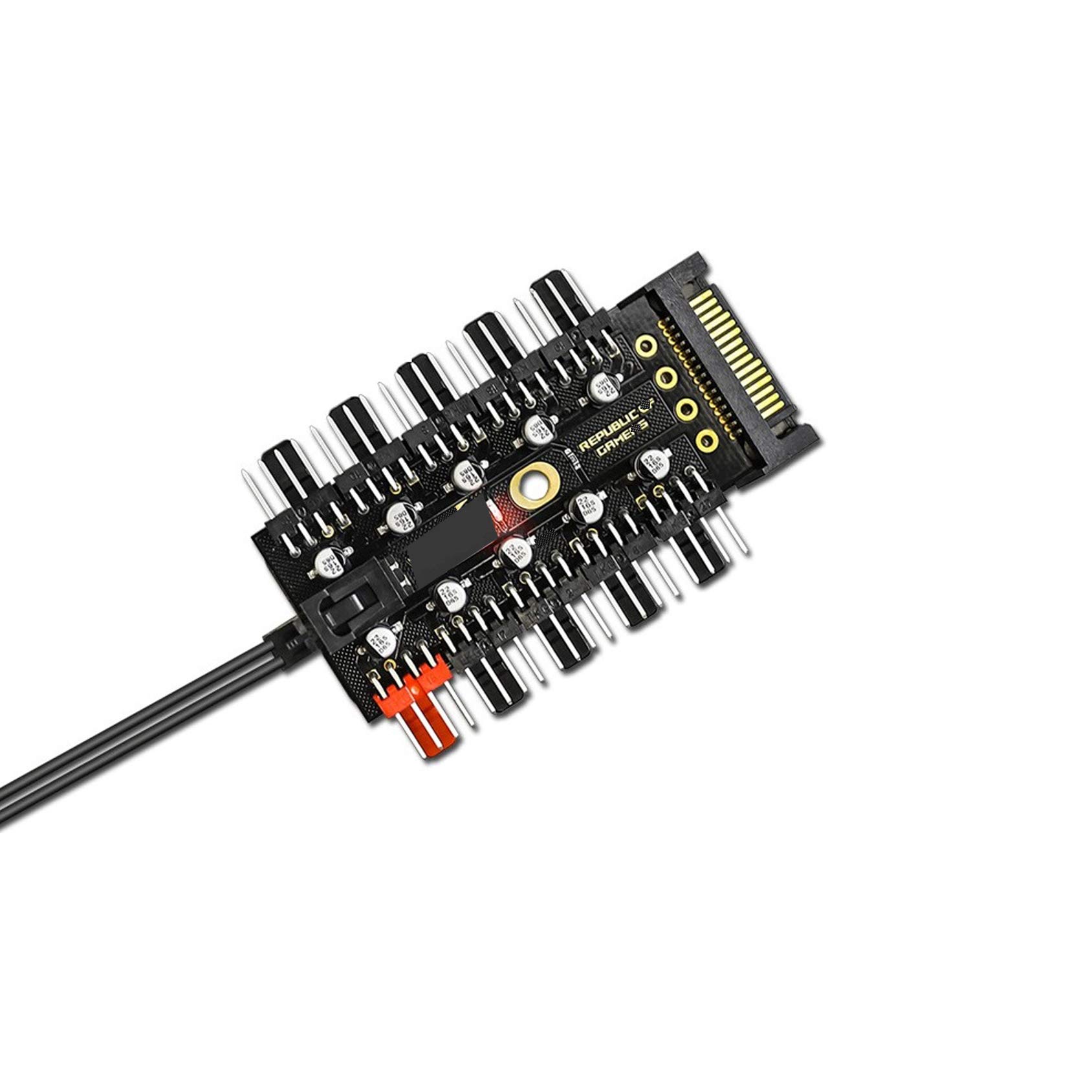 Chassis Fan Hub CPU Cooling 10 Port 12 V SATA to FanHeader with 4 Pin PWM Controller